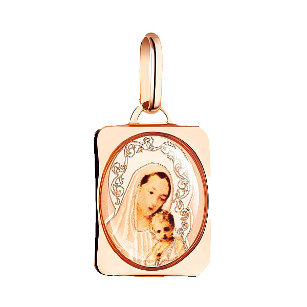 Золота ладанка Божа Матір з немовлям (арт. 421085) – зображення 1