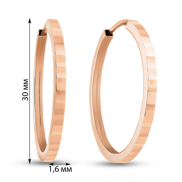Серьги-кольца из красного золота (арт. 122107/30) – изображение 2