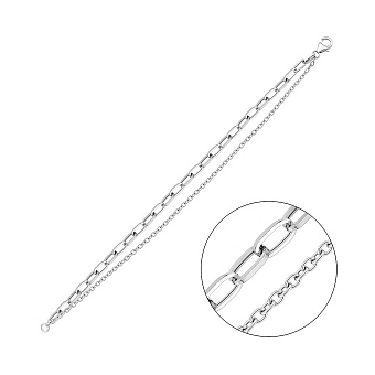 Фото Подвійний браслет з білого золота Ланки (арт. 3261111б)