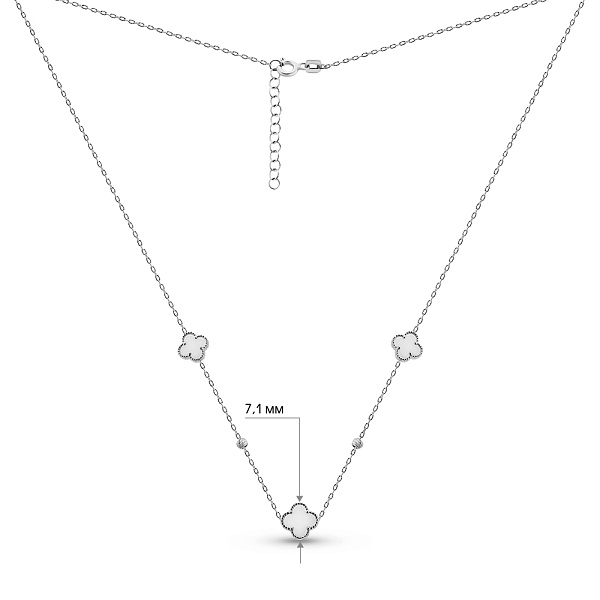 Срібне кольє Конюшина з перламутром (арт. 7507/2327/7п) – зображення 3