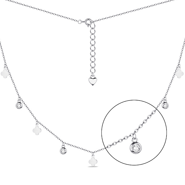 Серебряное колье Клевер с фианитами (арт. 7507/2191) – изображение 1