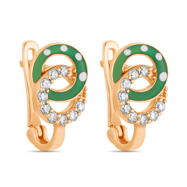 Детские сережки с эмалью и фианитами (арт. 103223ез) – изображение 1