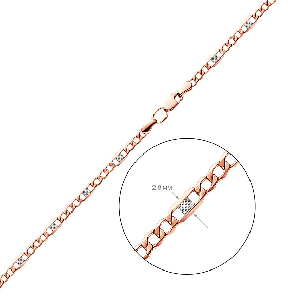Золотая родированная цепочка плетения Картье фантазийный (арт. 306103р) – изображение 2