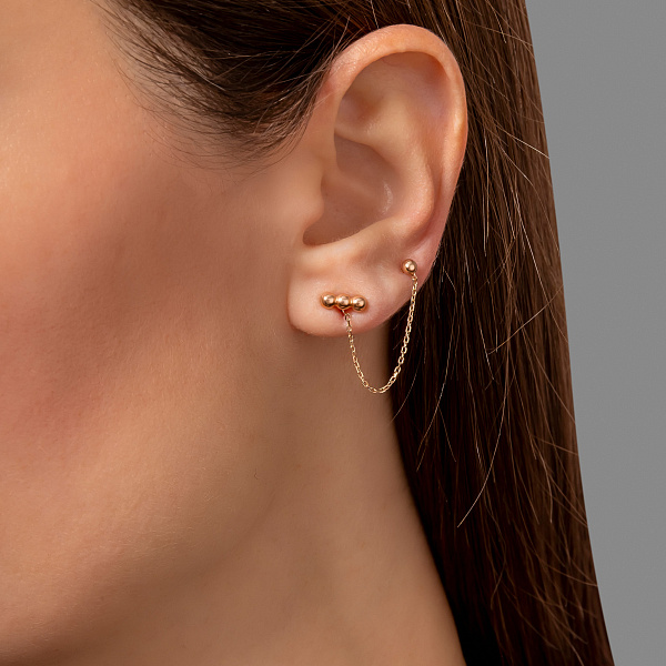 Золоті сережки на два проколи (арт. 1101151) – зображення 3