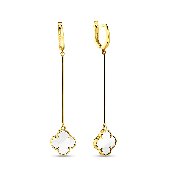 Длинные серьги-подвески из желтого золота с перламутром (арт. 107894/15жп) – изображение 1