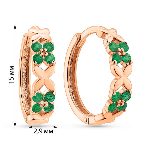 Серьги из красного золота с изумрудом (арт. 111292/1Пи) – изображение 4