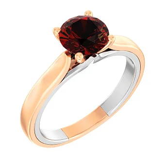 Каблучка з комбінованого золота з гранатом (арт. 140809Пкбк)