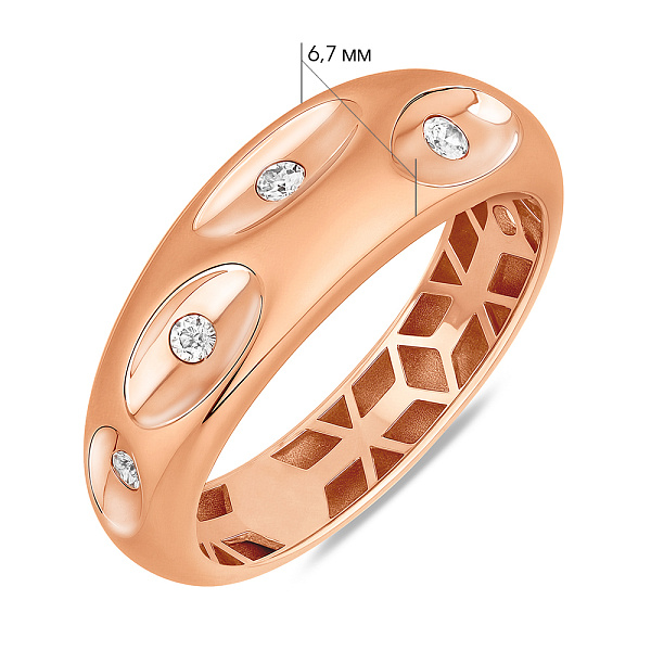 Кольцо из красного золота с фианитами (арт. 141459м) – изображение 2