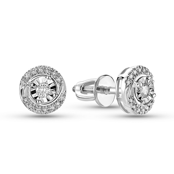 Пусети з білого золота з діамантами (арт. Т011360010б) – зображення 1