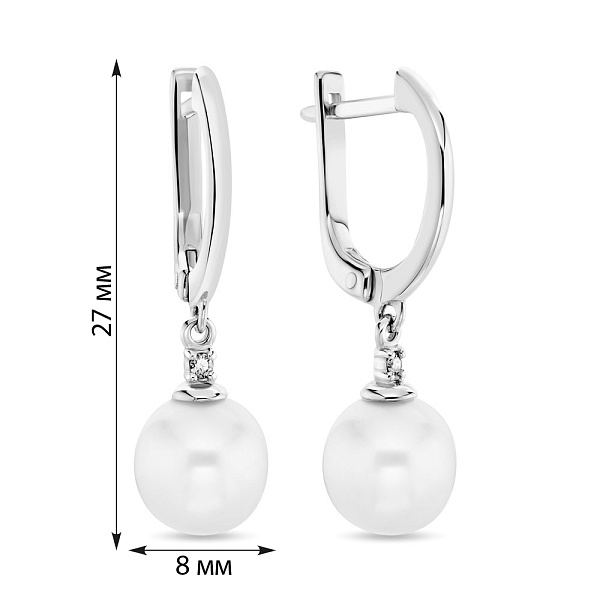 Золоті сережки з перлами і діамантами (арт. 2104966202) – зображення 4