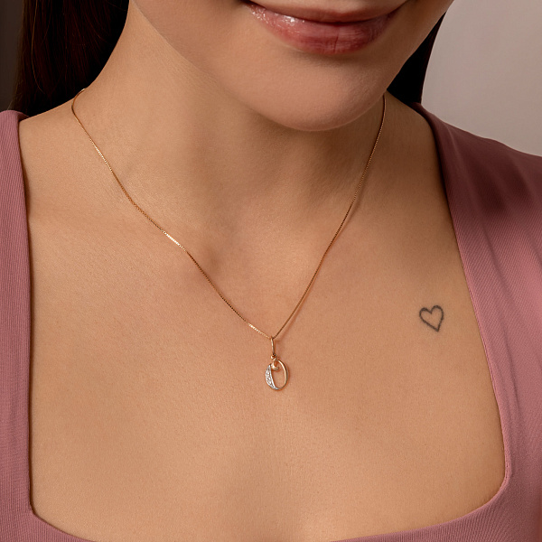 Золота підвіска Літера О з фіанітами (арт. 440290) – зображення 2