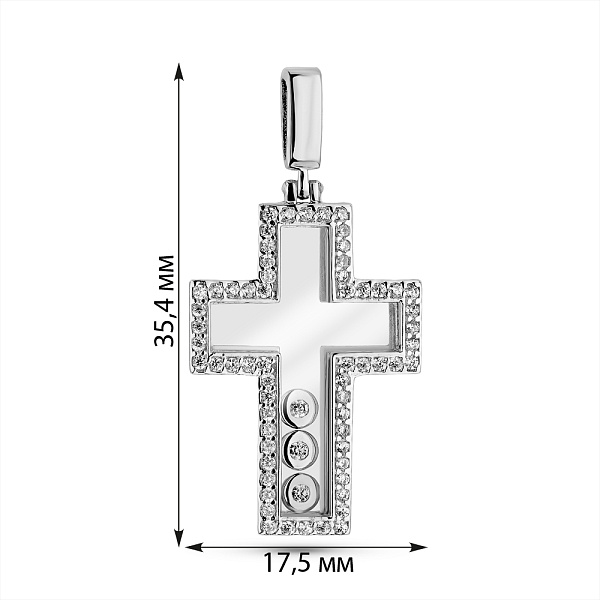 Хрестик з білого золота з фіанітами (арт. 423023б) – зображення 4
