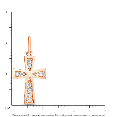 Крестик из красного золота с фианитами (арт. 424274)