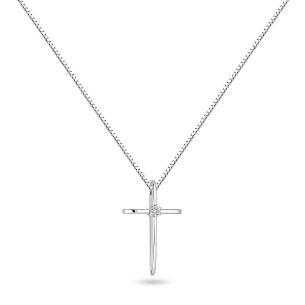 Кольє з білого золота Хрестик з діамантами (арт. Ц011377/2б) – зображення 1