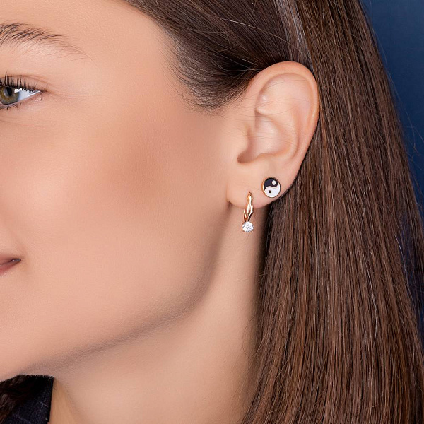 Золоті сережки-пусети Інь-Ян (арт. 109949ебч) – зображення 4