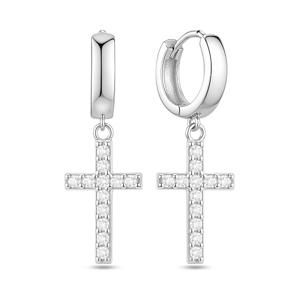 Серебряные серьги-конго Крестики (арт. 7502/10535/10) – изображение 1