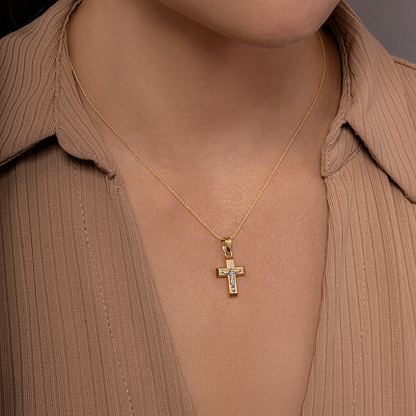 Золотой нательный крестик с распятием (арт. 501570ж) – изображение 3