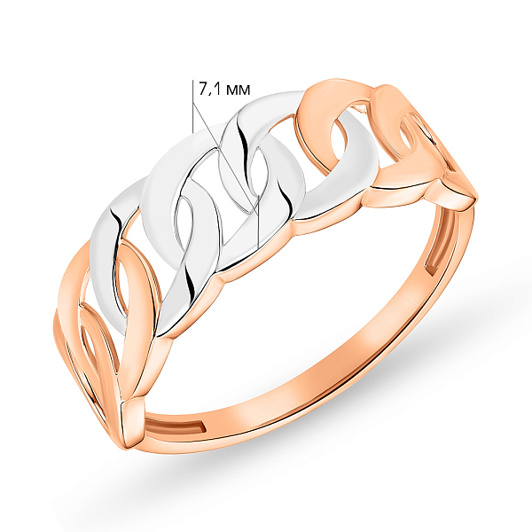 Каблучка "Ланки" з переплетенням червоного і білого золота (арт. 155373/2кб) – зображення 2