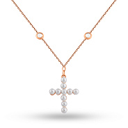 Золотое колье с жемчугом и фианитами (арт. 352605прлб)