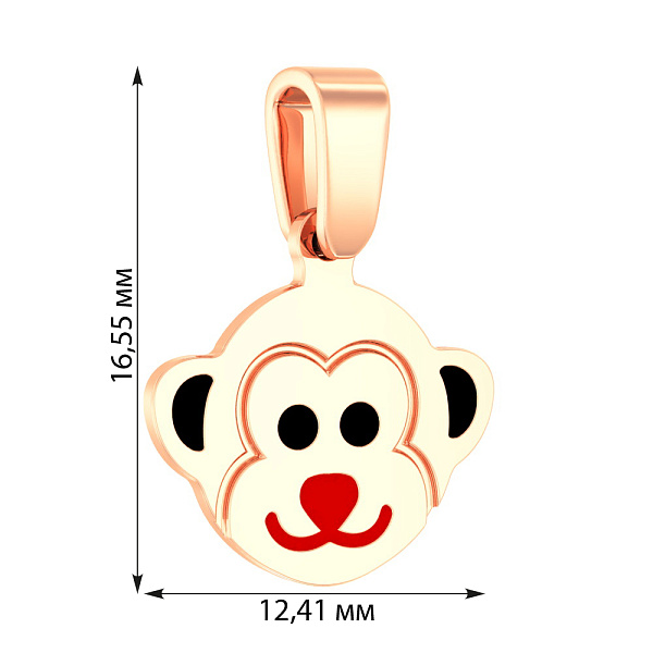 Золотий кулон "Мавпочка" з емаллю (арт. 440327е) – зображення 2