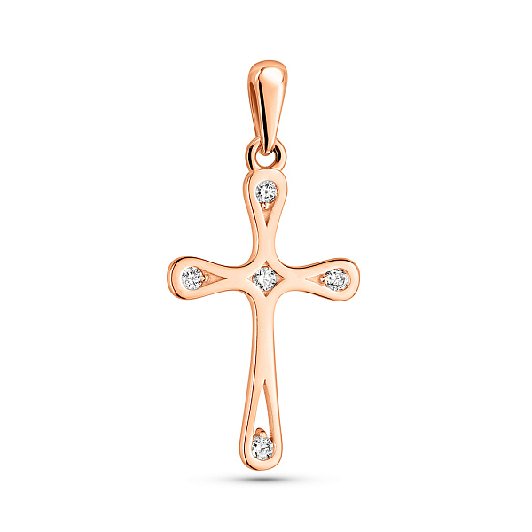 Хрестик з червоного золота з діамантами (арт. П011436005) – зображення 1