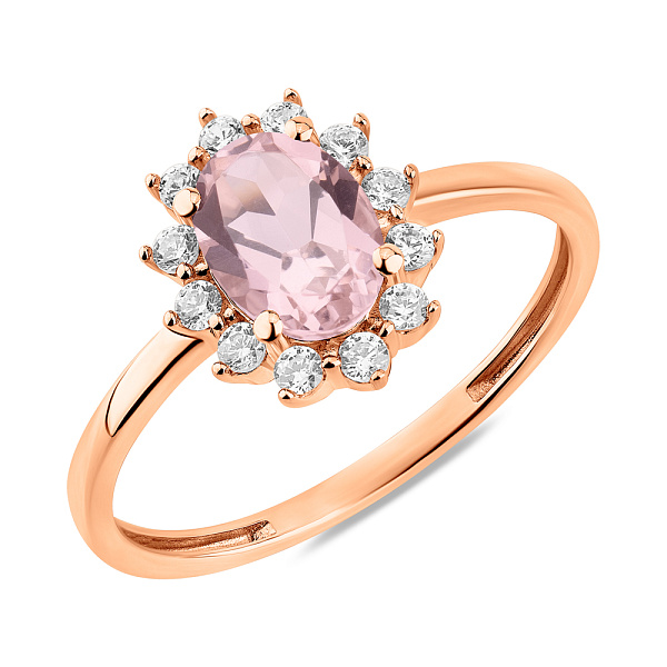 Золота каблучка з морганітом і фіанітами (арт. 141250ПмГ) – зображення 1