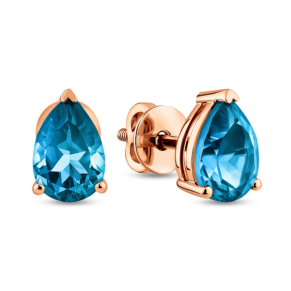 Золотые серьги-пусеты с топазом (арт. 111230Птг) – изображение 1