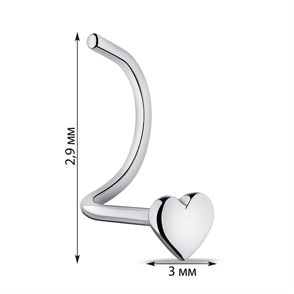 Серебряная серьга-пирсинг Сердце для носа (арт. 7512/ПР2/003) – изображение 2