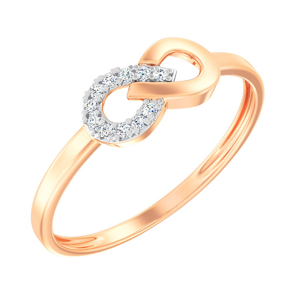 Кольцо из красного золота «Бесконечность» с фианитами (арт. 141115) – изображение 1