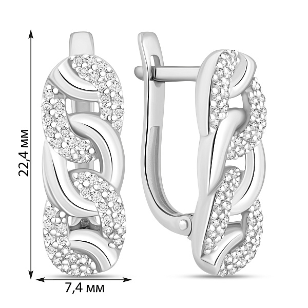 Сережки з білого золота Ланки з фіанітами (арт. 110289б) – зображення 4