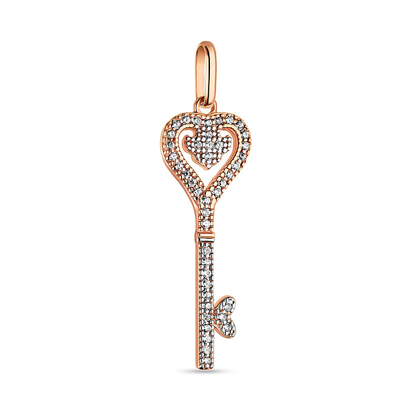 Подвеска из красного золота Ключик с фианитами (арт. 422394) – изображение 1