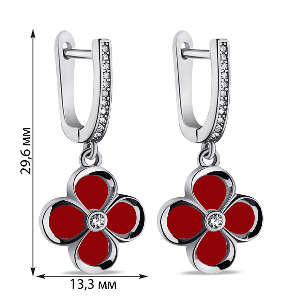 Серебряные серьги с сердоликом и фианитами (арт. 7502/9591срдк) – изображение 2