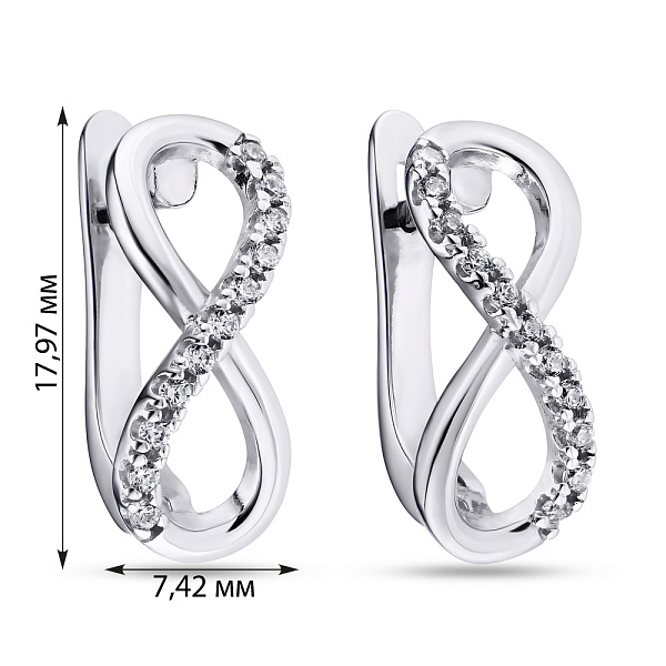 Серебряные серьги «Бесконечность» с фианитами (арт. 7502/25025р) – изображение 2