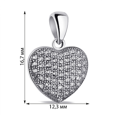 Срібний підвіс Серце з фіанітами (арт. 7503/4127)