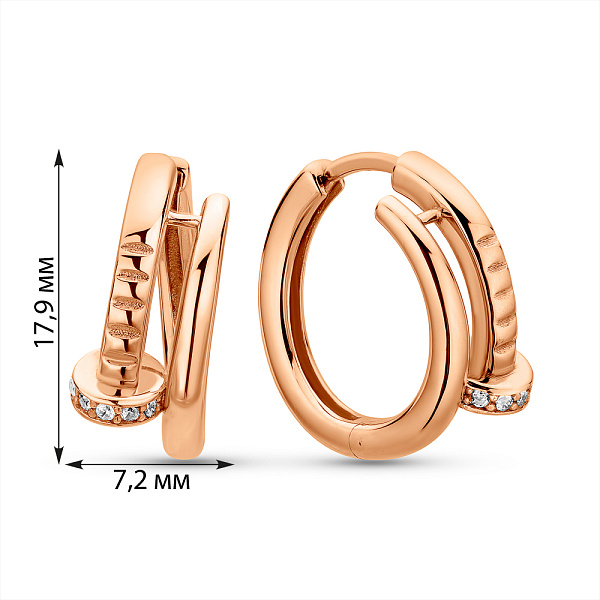 Золоті сережки Цвях  з фіанітами (арт. 1091941) – зображення 6