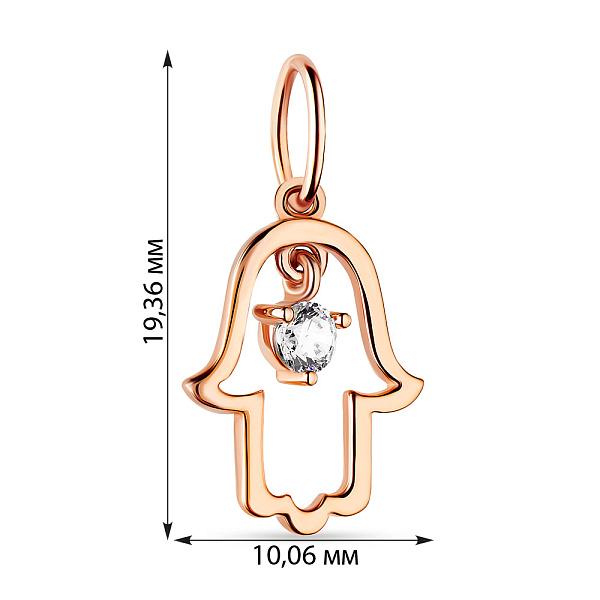 Золотая подвеска "Хамса" с фианитом (арт. 424264) – изображение 2