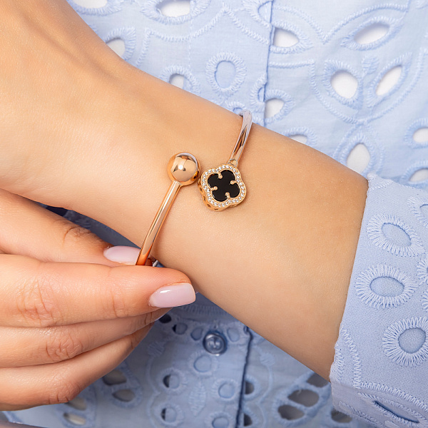 Золотой браслет с ониксом и фианитами (арт. 326446/15о) – изображение 2