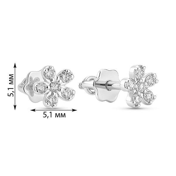 Золотые пусеты Цветы с бриллиантами (арт. Т011592015б) – изображение 3