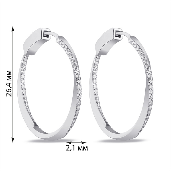 Серебряные серьги-кольца с фианитами (арт. 7502/4929/25) – изображение 2