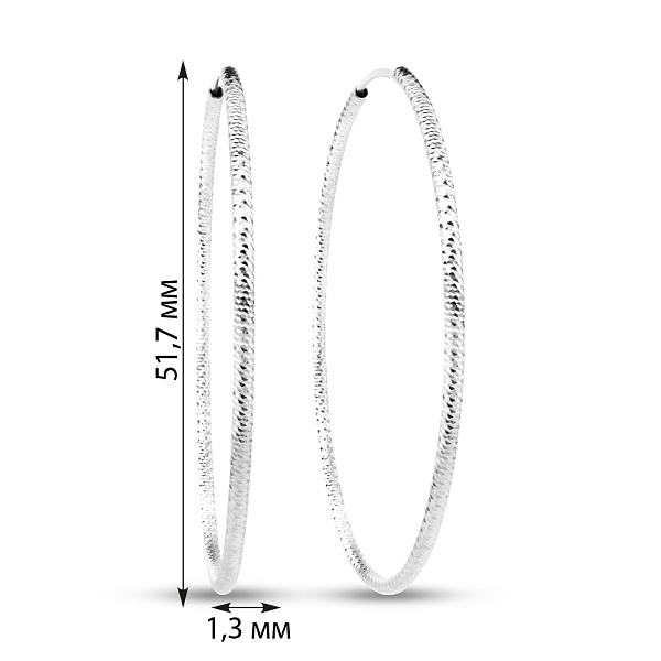Серьги-кольца из белого золота (арт. 122001/50б) – изображение 4