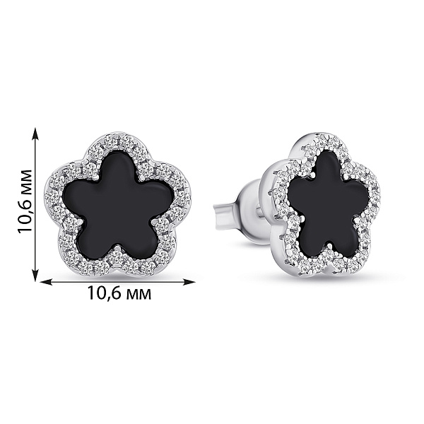 Серебряные серьги с ониксом (арт. 7518/6870/10о) – изображение 2