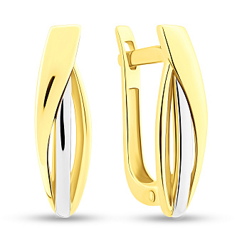 Серьги из желтого золота с родированием (арт. 110380ж)