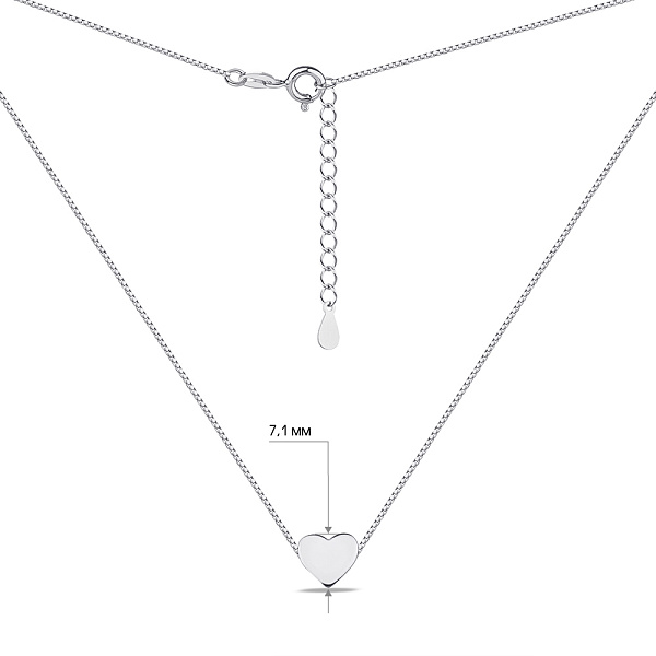 Срібне кольє Серце без каменів (арт. 7507/1919) – зображення 3