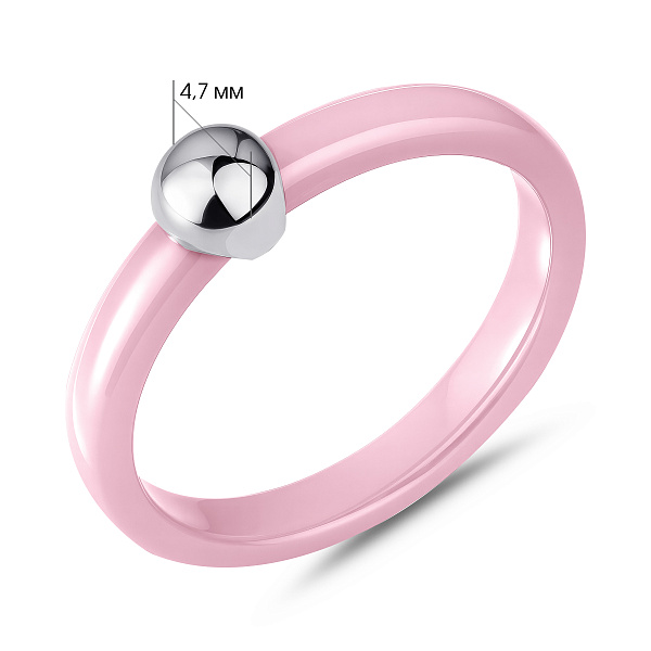 Кольцо из розовой керамики и серебра (арт. 7501/1444313кмр) – изображение 2