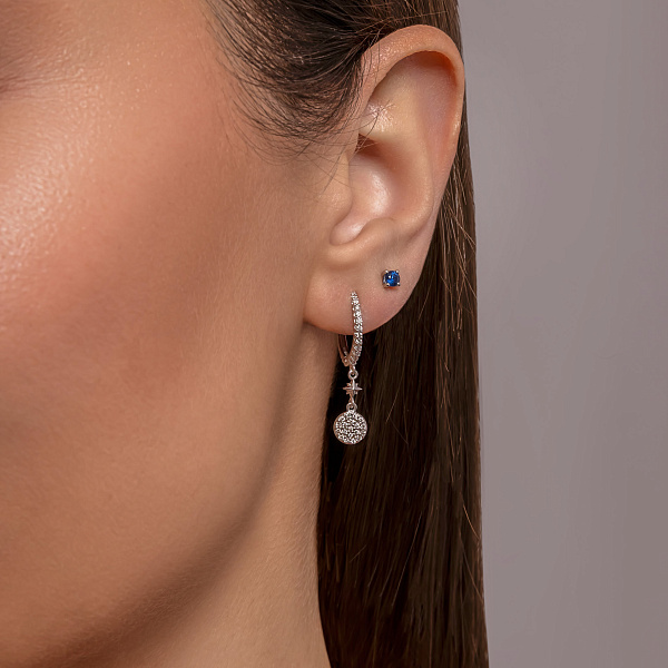 Золоті сережки пусети з сапфіром (арт. Т011089бс) – зображення 3