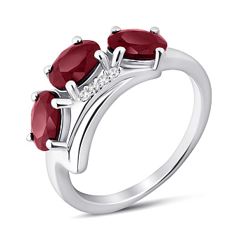 Серебряное кольцо с рубинами и фианитами (арт. 7501/2057987Р)