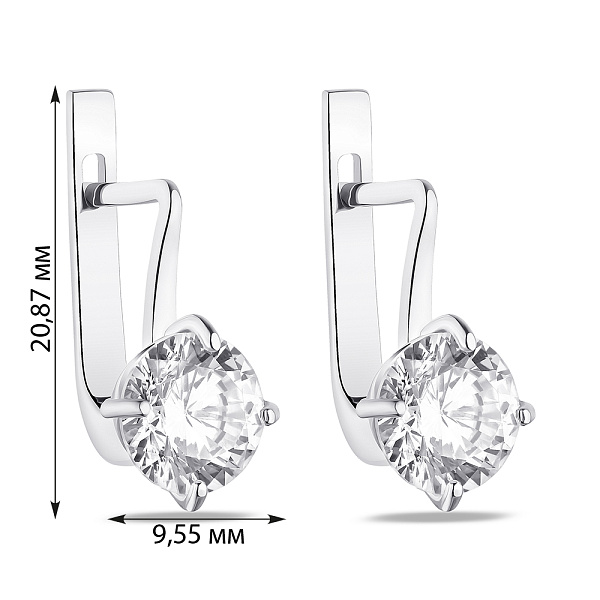 Серьги из серебра с крупными фианитами  (арт. 7502/А082сю) – изображение 2