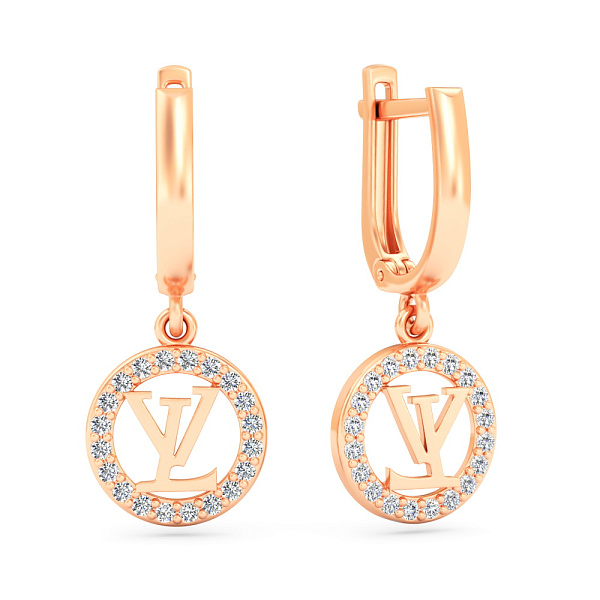 Сережки з червоного золота з фіанітами (арт. 1101217) – зображення 1