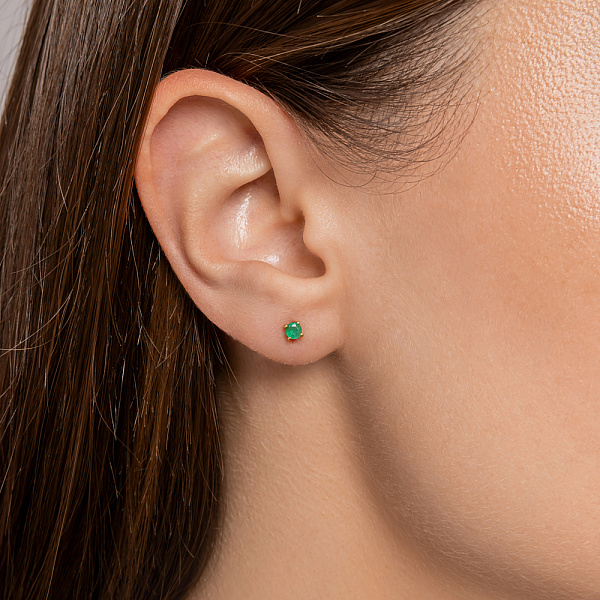 Золоті пусети зі смарагдом (арт. Т011089жи) – зображення 3