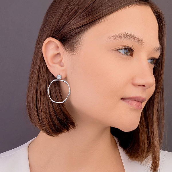 Серьги-пусеты из серебра с подвеской (арт. 7518/6692) – изображение 3